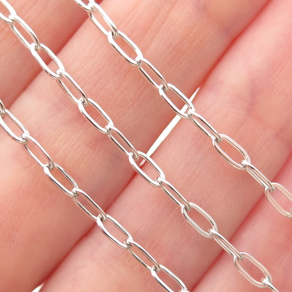 925 Sterling Silver Paperclip Chain Necklace 18"